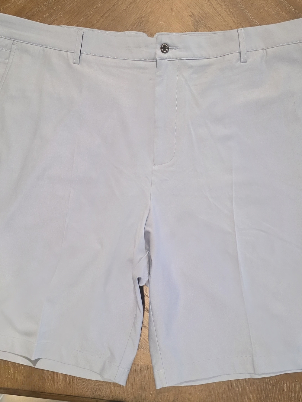 Men's Light Blue Flat-Front Performance Shorts